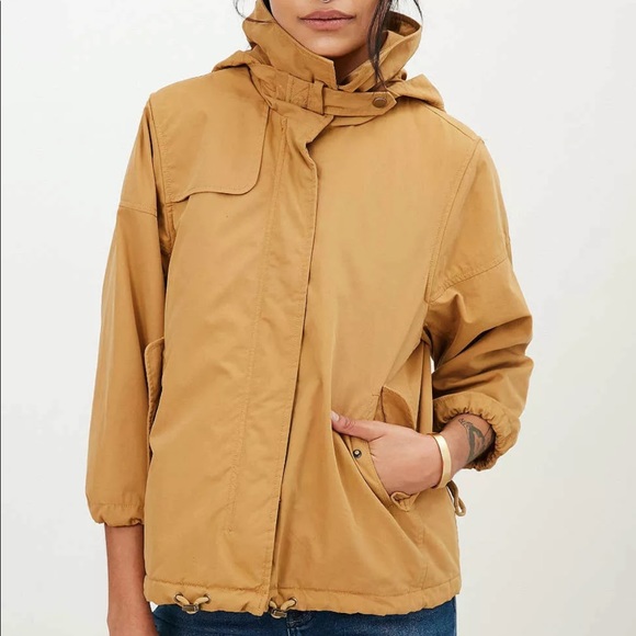 Urban Outfitters Silence + Noise Yellow Kelly 3/4 Sleeve Swing Anorak Jacket - Picture 3 of 13